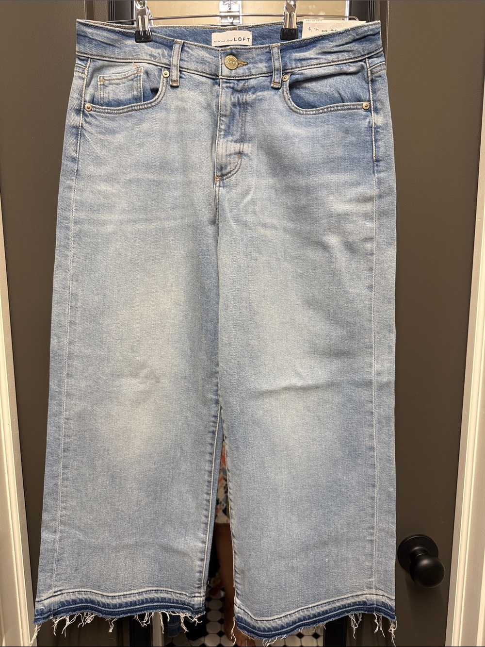 LOFT Light Blue Cropped Straight-Leg Jeans